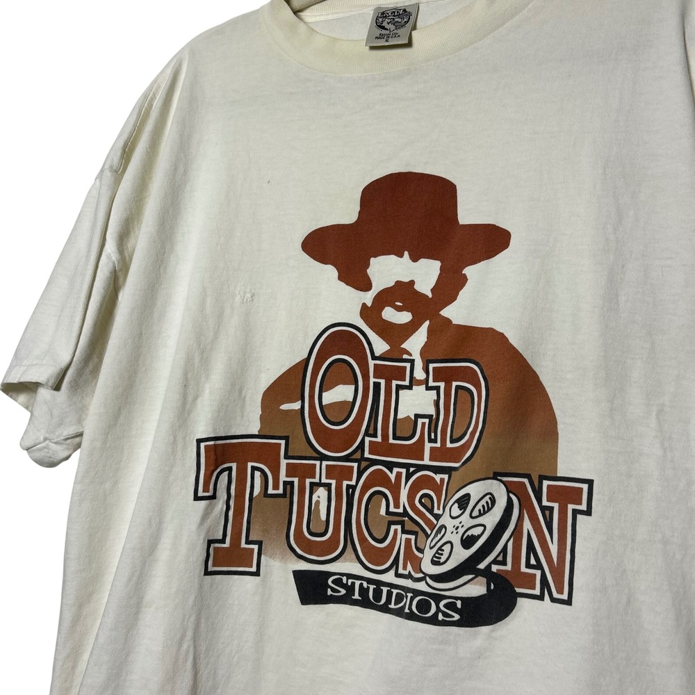 Vintage 90s Eagle Old Tucson‎ Studios White Single Stitch Graphic Tee